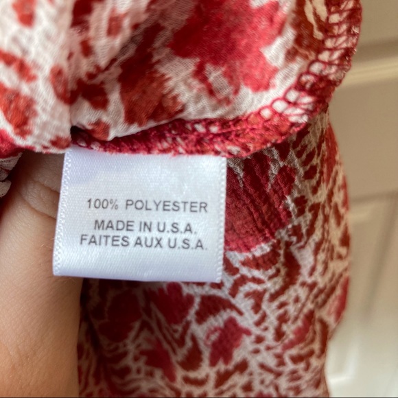 MISA Red Rust Floral Eba Sleeveless Ruffle Mini Dress Size Small - Picture 9 of 11